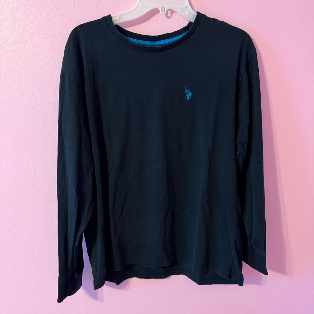 U.S. Polo Assn. Black Long Sleeve Shirt with Blue Logo